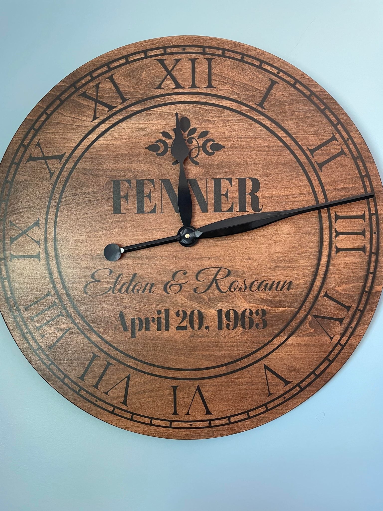 Personalized Handcrafted Wood Clock! online Wedding Anniversary Clock! Custom Engraved Clock!